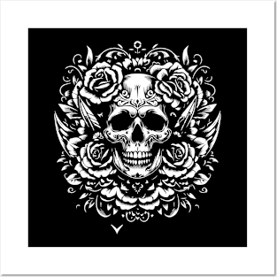 rock gothic skull Posters and Art